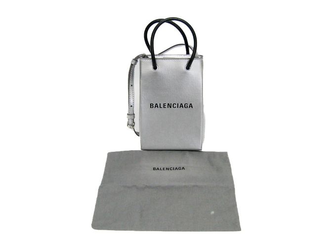 Mini Borsa a Spalla con Supporto per Telefono Balenciaga Argento - vista 2