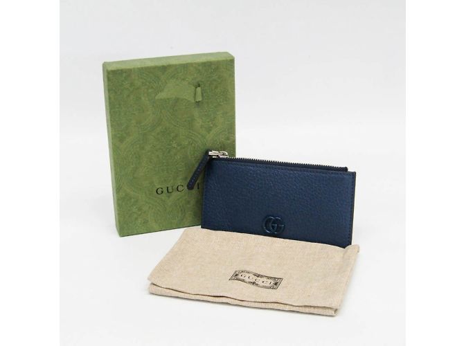 Tarjetero de monedas Gucci GG Marmont Azul marino - vista 2