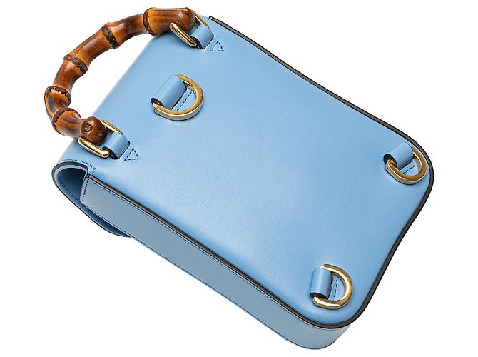 Bamboo Bolsa de mão mini de couro azul com alça de bambu Gucci Azul claro - vista 11