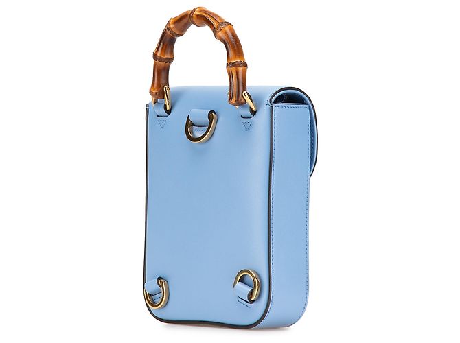 Bamboo Bolsa de mão mini de couro azul com alça de bambu Gucci Azul claro - vista 2