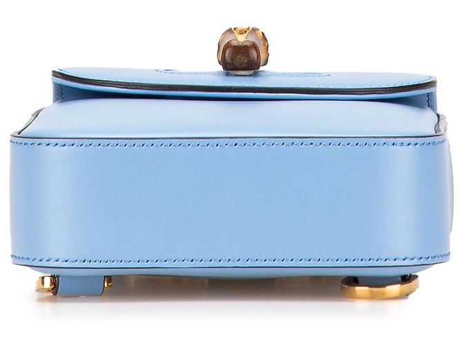 Bamboo Bolsa de mão mini de couro azul com alça de bambu Gucci Azul claro - vista 3