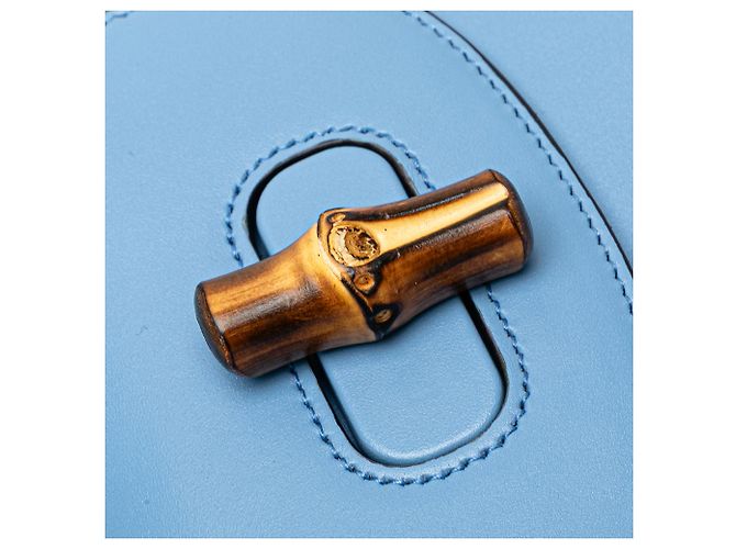 Bamboo Bolsa de mão mini de couro azul com alça de bambu Gucci Azul claro - vista 7