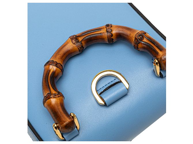 Bamboo Bolsa de mão mini de couro azul com alça de bambu Gucci Azul claro - vista 8