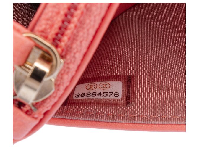Wallet On Chain Cartera de Cadena 19 de Cuero de Cordero Acolchado Rosa de Chanel - vista 5