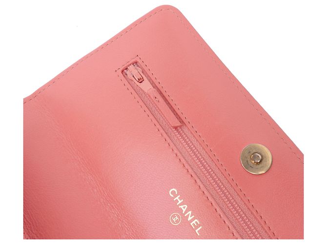 Wallet On Chain Cartera de Cadena 19 de Cuero de Cordero Acolchado Rosa de Chanel - vista 9