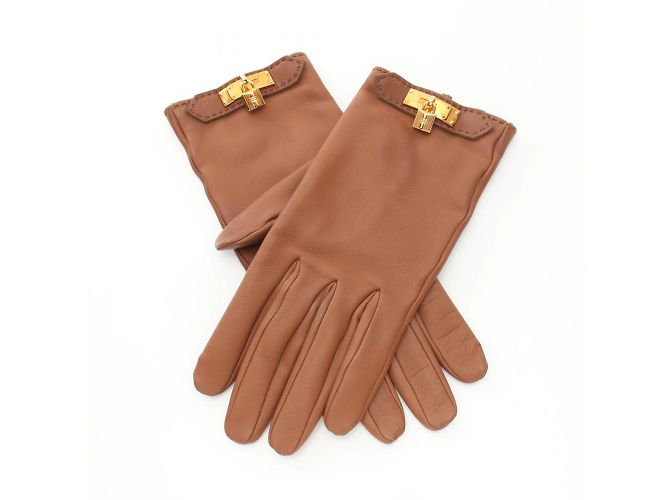 Hermès Luvas de couro Hermes Kelly Marrom - vista 2