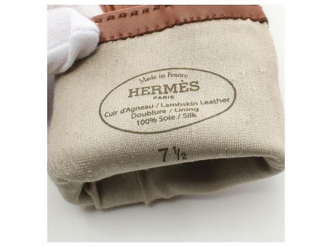 Hermès Luvas de couro Hermes Kelly Marrom - vista 4