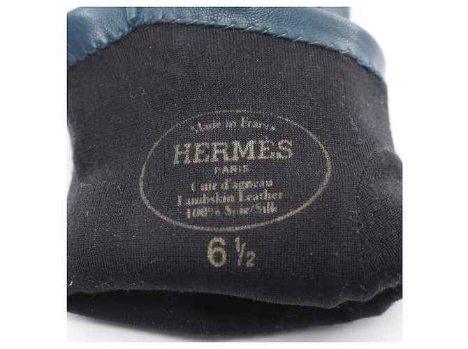 Hermès Handschuhe aus blauer Lammleder-Hommage an Hermes Kelly - Ansicht 4