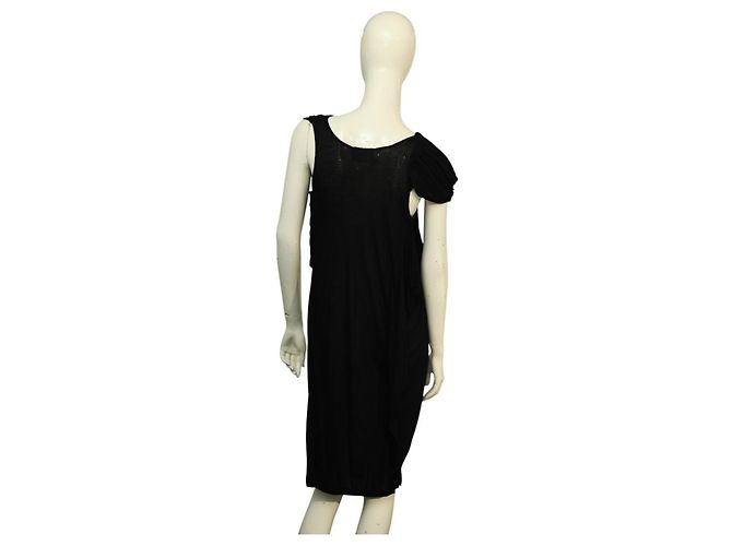 Lanvin Schwarzes Viskose Kleid asymmetrisch drapiert S - Ansicht 2