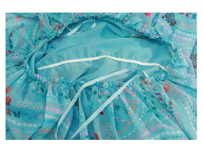 Zadig & Voltaire Risaly Print Mini-Kleid Blau mit Perlen und Ein-Schulter-Design XS - Ansicht 4