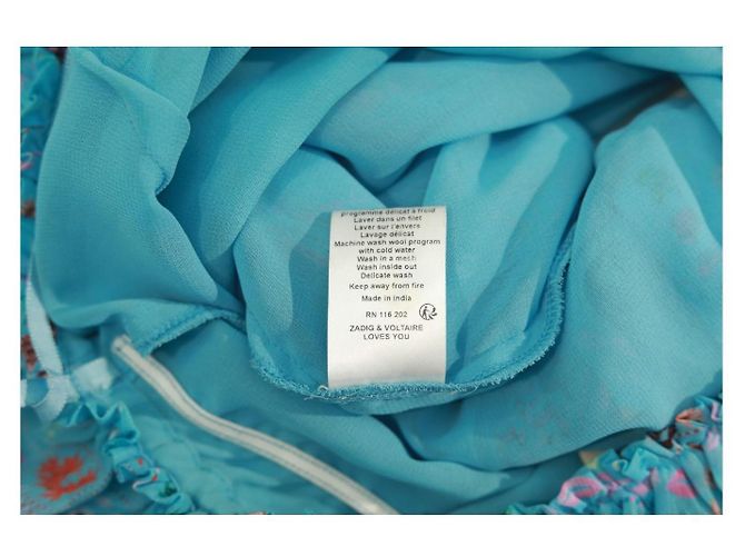 Zadig & Voltaire Risaly Print Mini-Kleid Blau mit Perlen und Ein-Schulter-Design XS - Ansicht 6