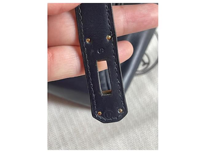 Kelly Borsa Hermès in pelle blu navy - vista 11