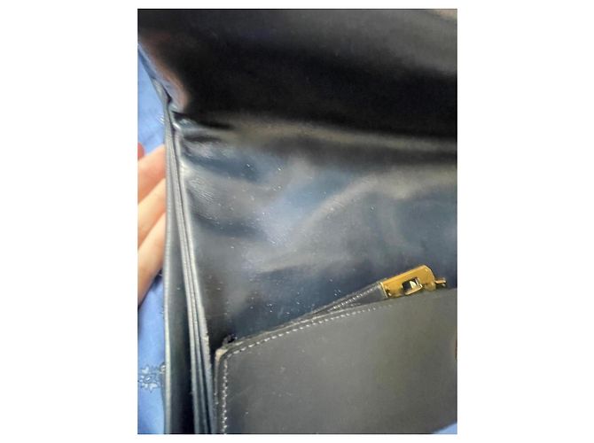 Kelly Borsa Hermès in pelle blu navy - vista 15