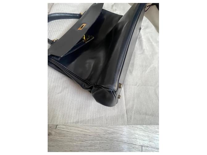 Kelly Borsa Hermès in pelle blu navy - vista 18