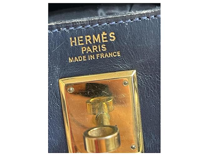 Kelly Borsa Hermès in pelle blu navy - vista 3