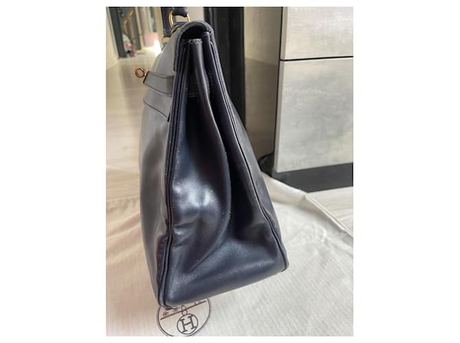 Kelly Borsa Hermès in pelle blu navy - vista 4