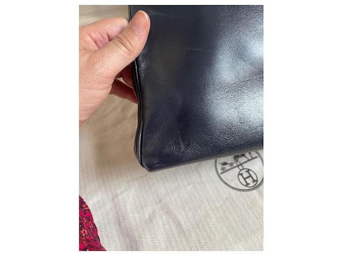 Kelly Borsa Hermès in pelle blu navy - vista 7