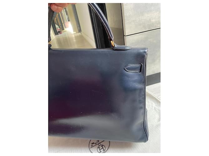 Kelly Borsa Hermès in pelle blu navy - vista 8