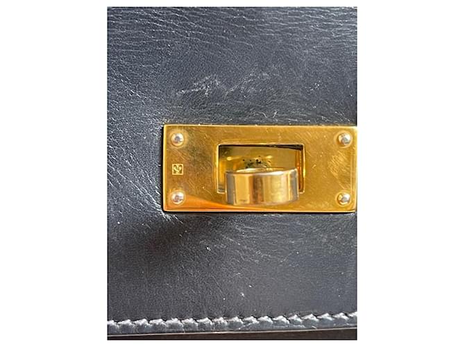Kelly Borsa Hermès in pelle blu navy - vista 9