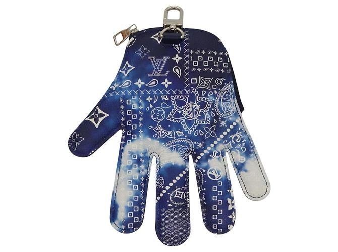 LOUIS VUITTON Monogram Bandana Pochette HIGH 5 Bianco Blu M81410 LV Auth BA1543SM - vista 2