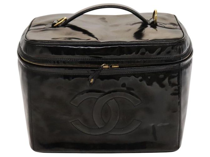 CHANEL Vanity Pouch Lackleder 2way Schwarz Gold CC Auth bs24264 Golden - Ansicht 13