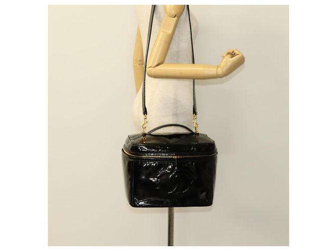 CHANEL Vanity Pouch Lackleder 2way Schwarz Gold CC Auth bs24264 Golden - Ansicht 22