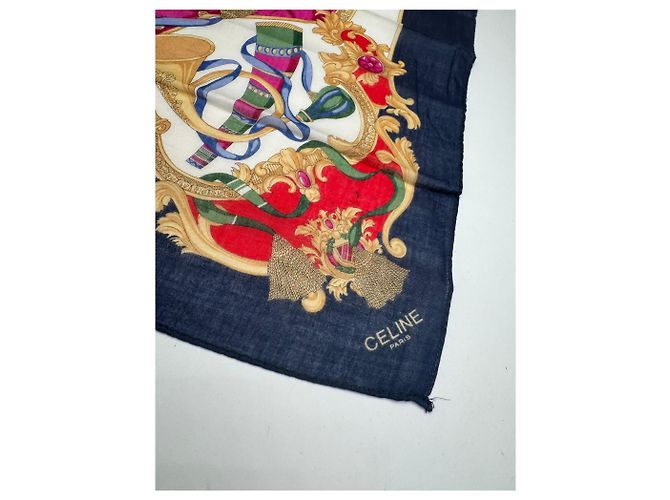 Céline Vintage Celine navy mehrfarbiger Stoff Marineblau - Ansicht 7