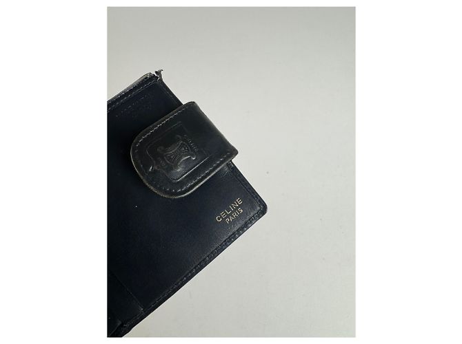 Céline Vintage Celine Paris leather Wallet navy Navy blue - view 10