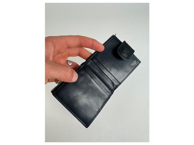 Céline Vintage Celine Paris leather Wallet navy Navy blue - view 11