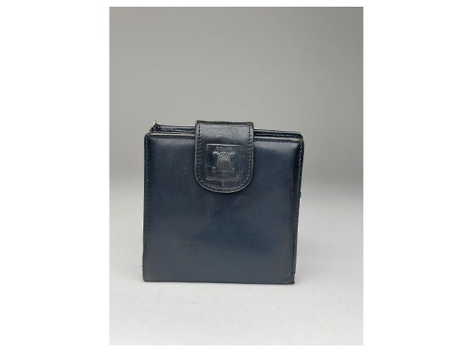 Céline Vintage Celine Paris leather Wallet navy Navy blue - view 5