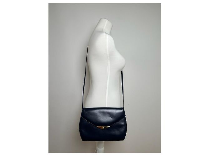 Vintage Givenchy 4G Leder Tasche Marineblau - Ansicht 14