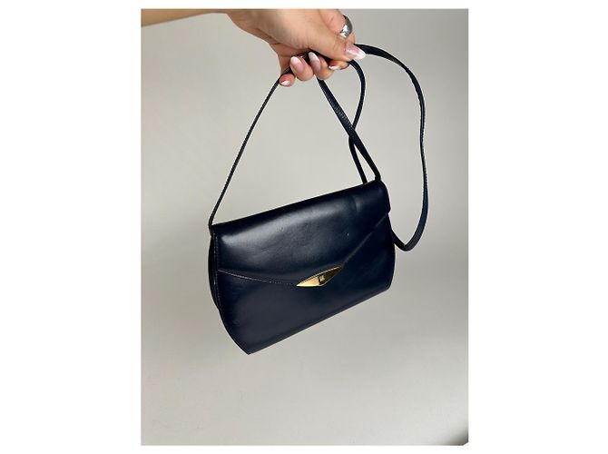 Vintage Givenchy 4G Leder Tasche Marineblau - Ansicht 9