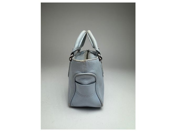 Céline Vintage Celine babyblaue Leder-Mini-Tasche Türkis - Ansicht 11