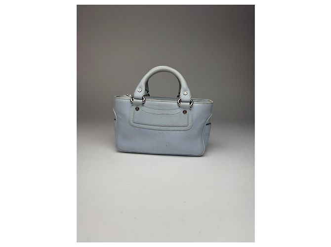 Céline Vintage Celine babyblaue Leder-Mini-Tasche Türkis - Ansicht 14