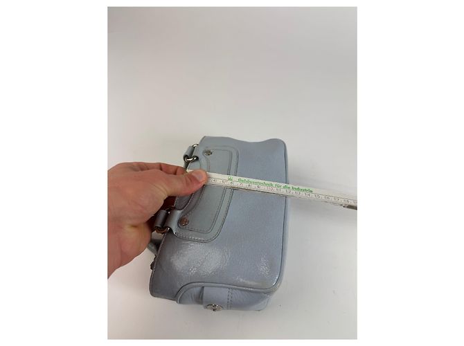 Céline Vintage Celine babyblaue Leder-Mini-Tasche Türkis - Ansicht 6
