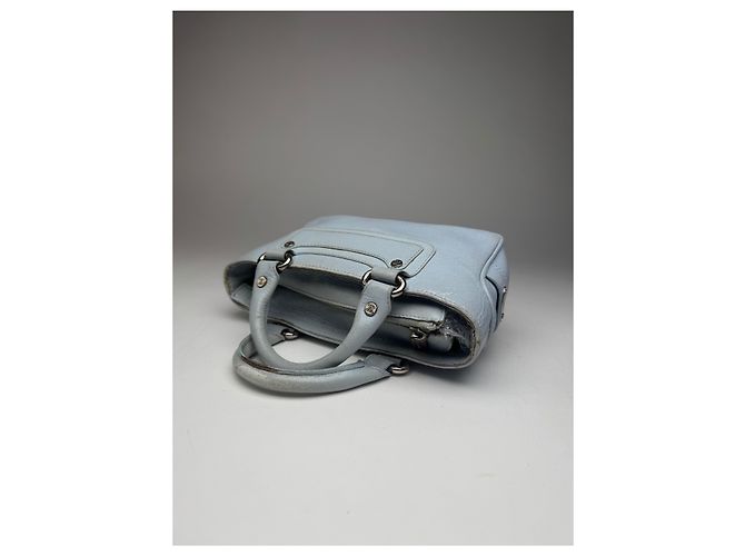 Céline Vintage Celine babyblaue Leder-Mini-Tasche Türkis - Ansicht 9
