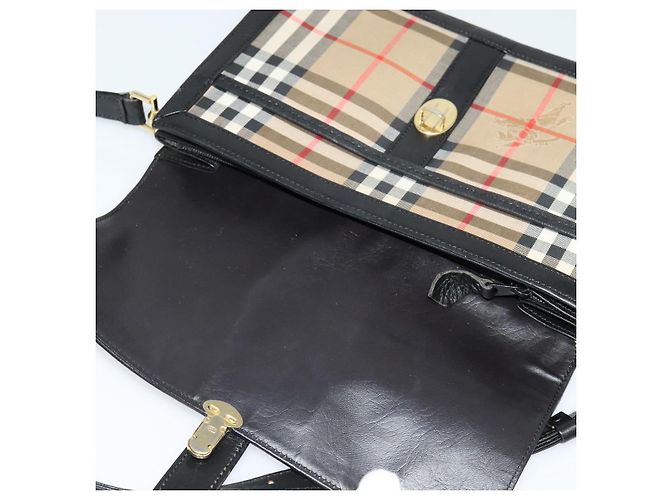 Autre Marque Borsa a spalla Burberrys Nova Check in tela beige oro nero Auth BD1811 D'oro - vista 10
