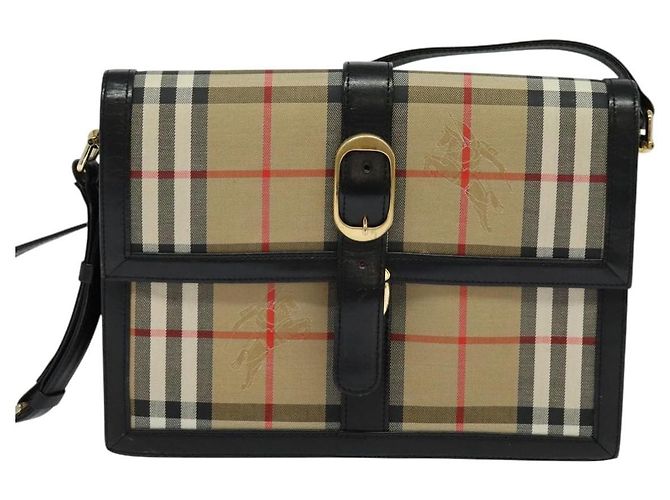 Autre Marque Borsa a spalla Burberrys Nova Check in tela beige oro nero Auth BD1811 D'oro - vista 13