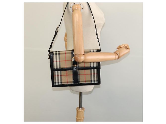 Autre Marque Borsa a spalla Burberrys Nova Check in tela beige oro nero Auth BD1811 D'oro - vista 20