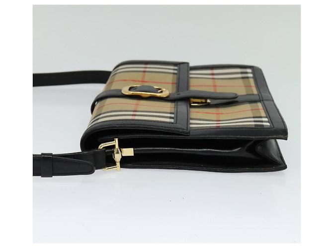 Autre Marque Borsa a spalla Burberrys Nova Check in tela beige oro nero Auth BD1811 D'oro - vista 3