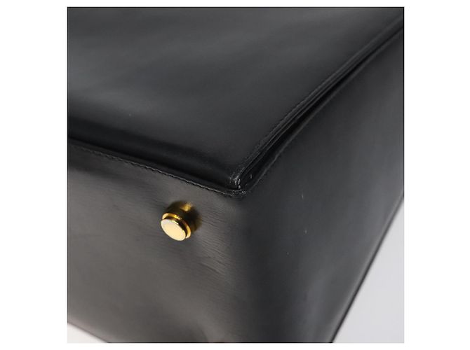 Bolsa de mão em couro preto e dourado Gancini da Salvatore Ferragamo Auth yk17898 - vista 16