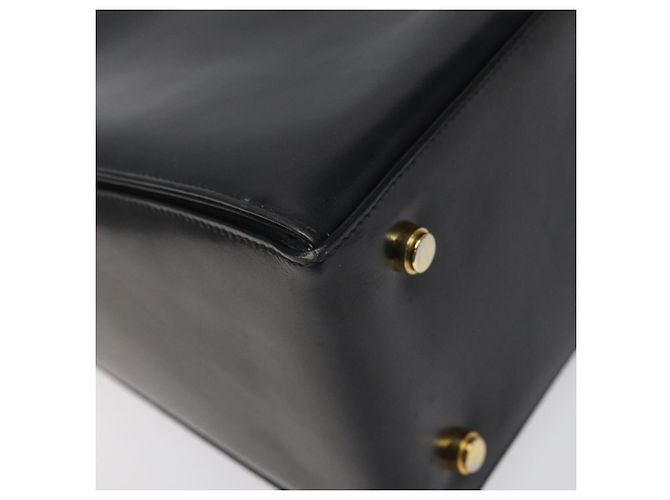 Bolsa de mão em couro preto e dourado Gancini da Salvatore Ferragamo Auth yk17898 - vista 17