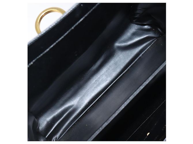 Bolsa de mão em couro preto e dourado Gancini da Salvatore Ferragamo Auth yk17898 - vista 21