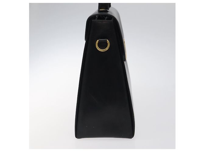 Bolsa de mão em couro preto e dourado Gancini da Salvatore Ferragamo Auth yk17898 - vista 3