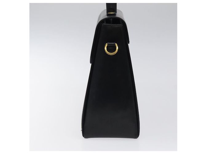 Bolsa de mão em couro preto e dourado Gancini da Salvatore Ferragamo Auth yk17898 - vista 4