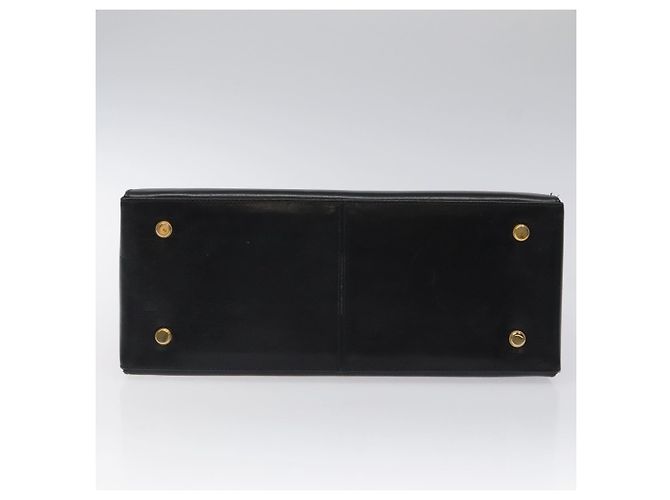Bolsa de mão em couro preto e dourado Gancini da Salvatore Ferragamo Auth yk17898 - vista 5