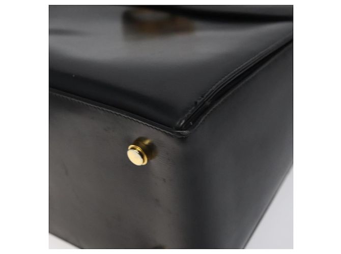 Bolsa de mão em couro preto e dourado Gancini da Salvatore Ferragamo Auth yk17898 - vista 8
