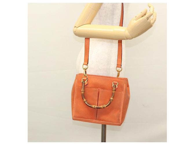 Borsa a mano GUCCI Bamboo Suede 2way Arancione Oro 000 123 0316 Auth BA1132 D'oro - vista 25
