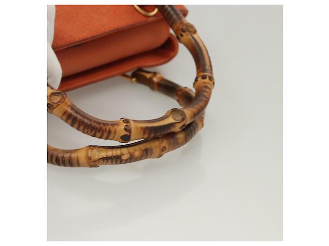 Borsa a mano GUCCI Bamboo Suede 2way Arancione Oro 000 123 0316 Auth BA1132 D'oro - vista 8