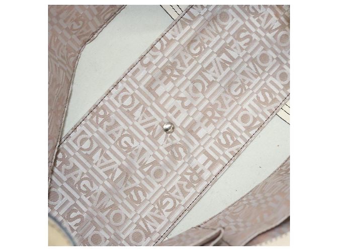 Borsa tote in pelle bianca e argento Salvatore Ferragamo Auth BA1465 Bianco - vista 11